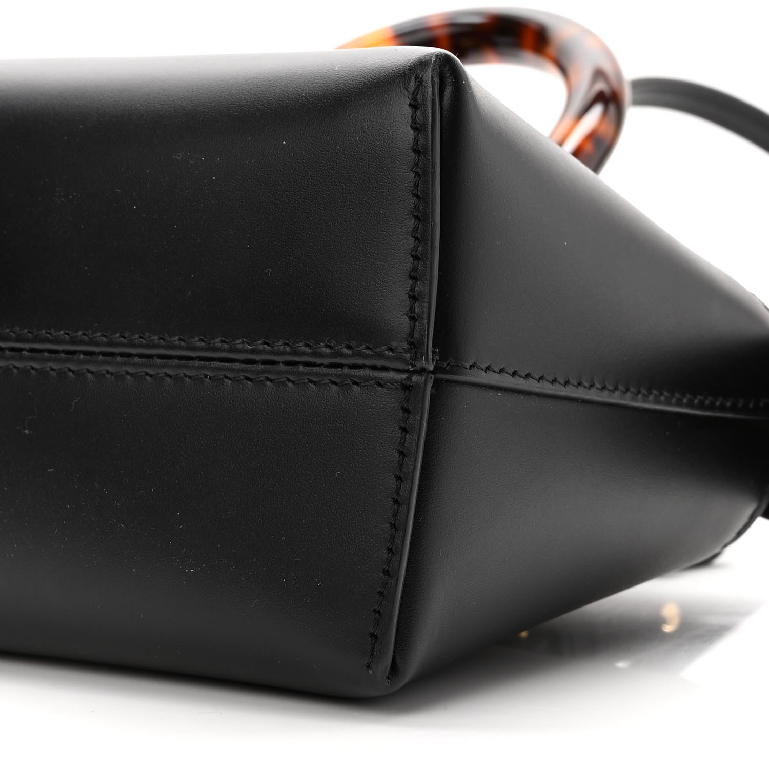 Fendi Vitello King Plexiglass Logo Embossed Mini By The Way Top Handle Boston Bag Black 10 of 11