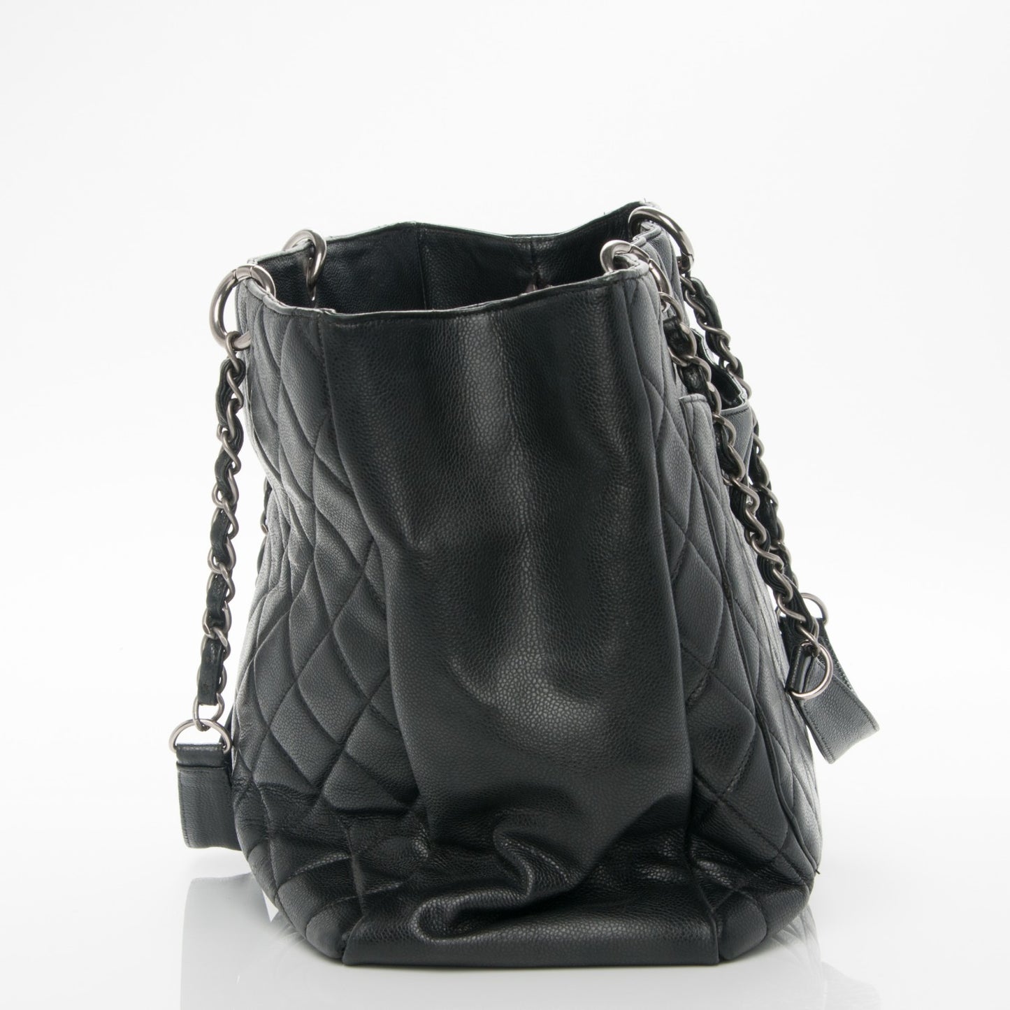 Caviar Quilted XL Grand Shopping Tote GST Dark Grey