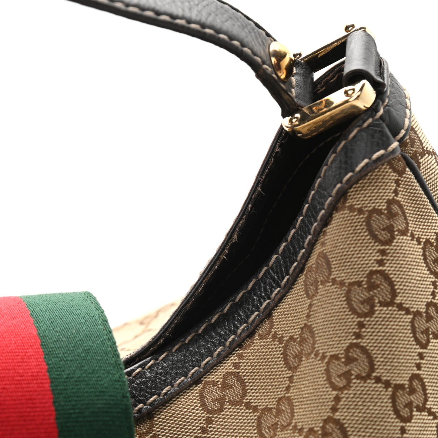 Monogram Large New Ladies Web Hobo Dark Brown
