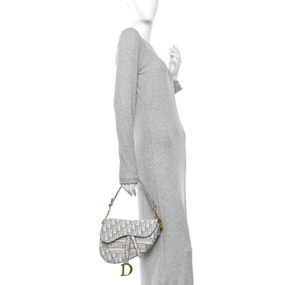 Christian Dior Oblique Embroidered Saddle Bag Gray 2 of 14