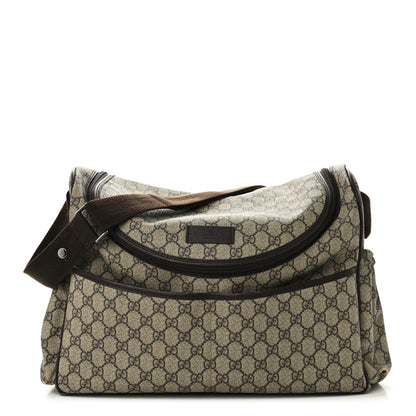Gucci Monogram Natural Pigskin Large Diaper Bag Beige Ebony Cocoa Dark Chocolate 1 of 15