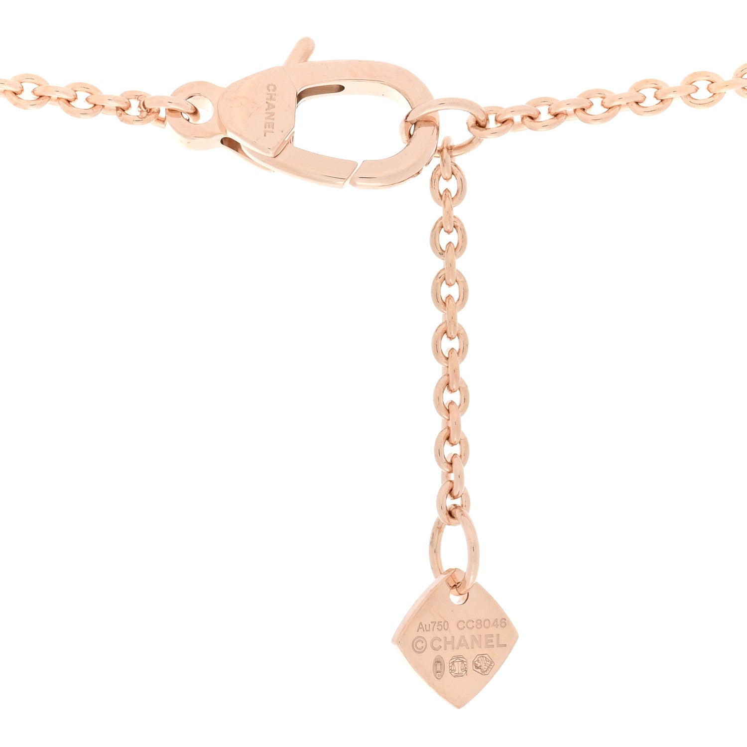 Chanel 18K Beige Gold Diamond Coco Crush C Necklace 3 of 4