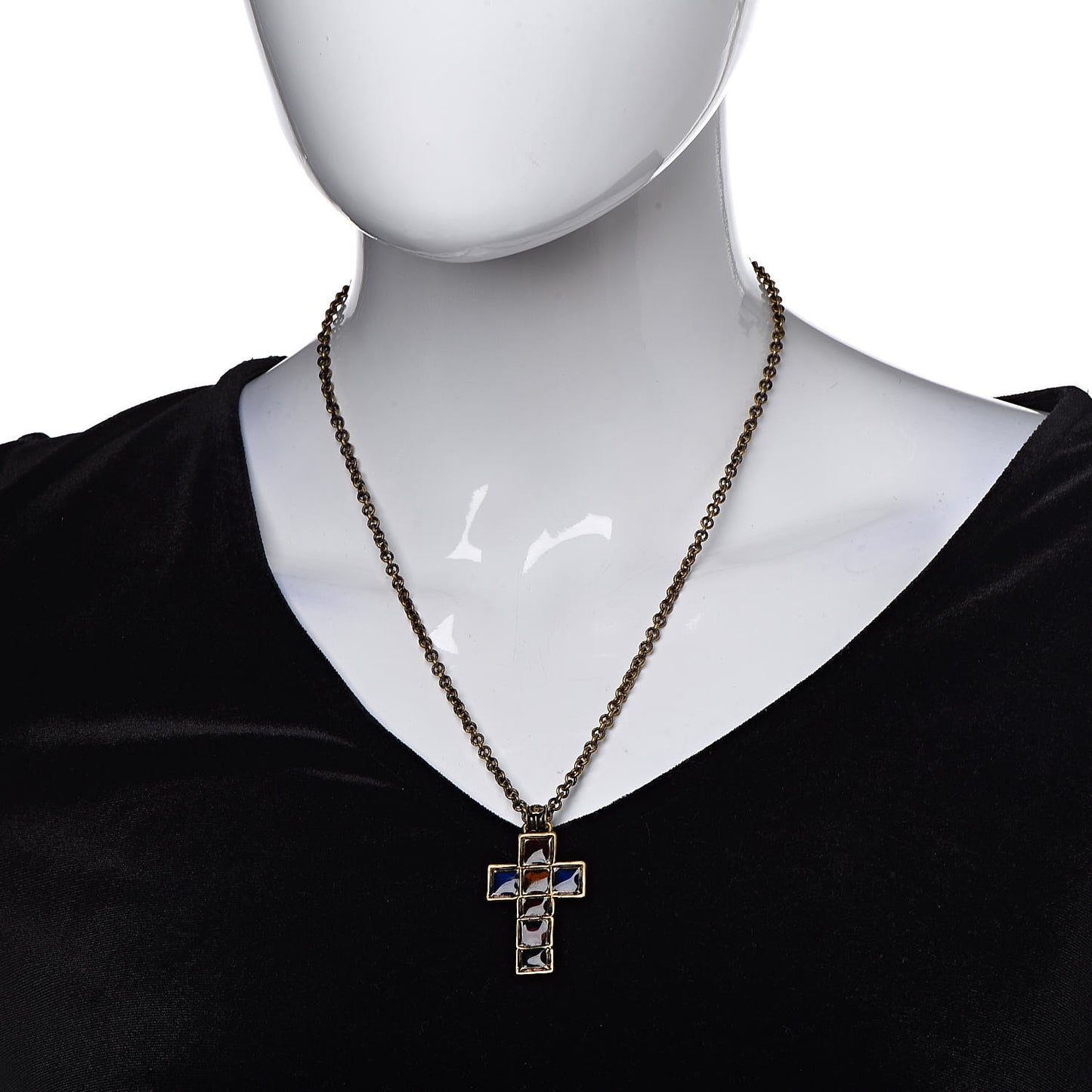 Metal Enamel Cross Necklace Multicolor