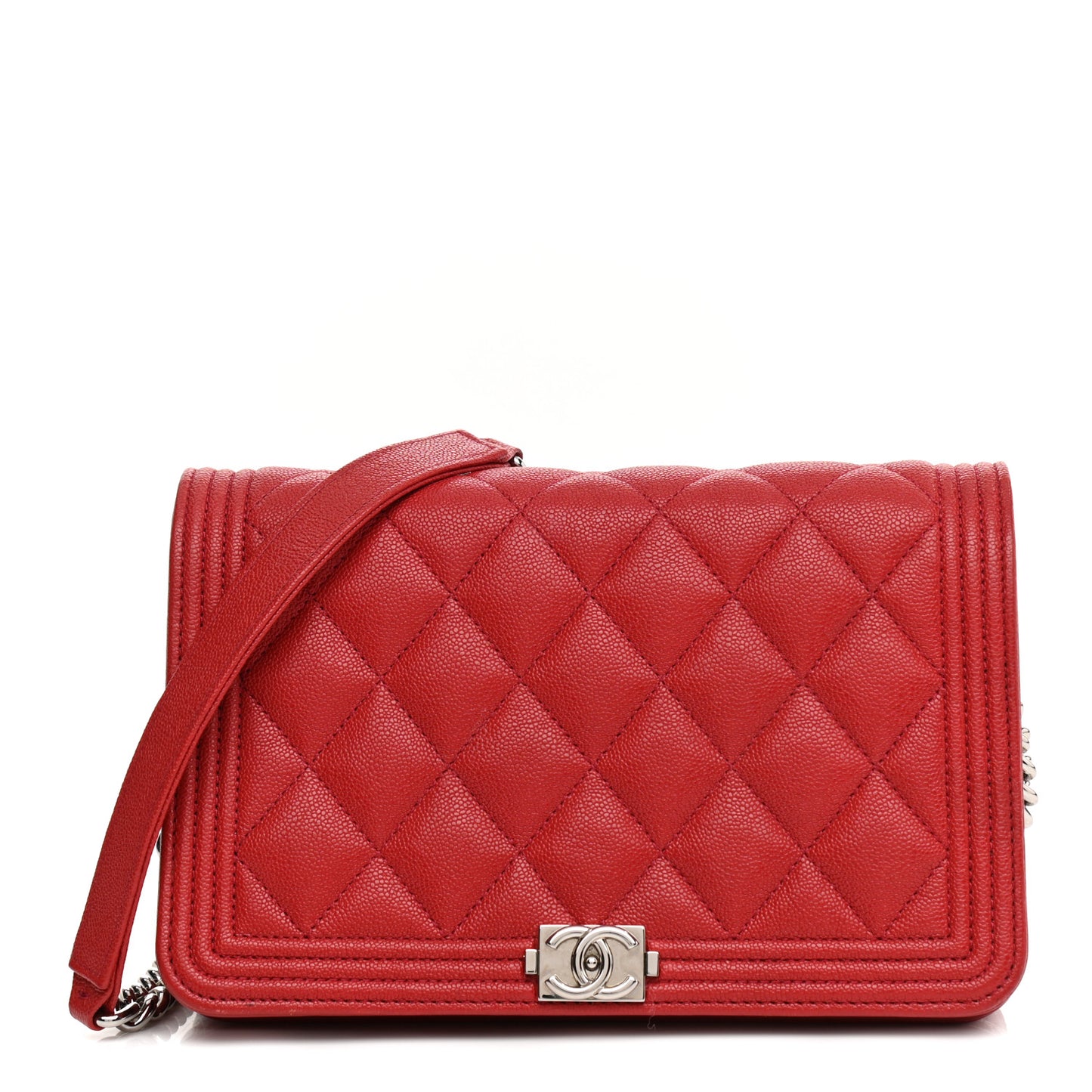 Caviar Quilted Boy Wallet On Chain WOC Red