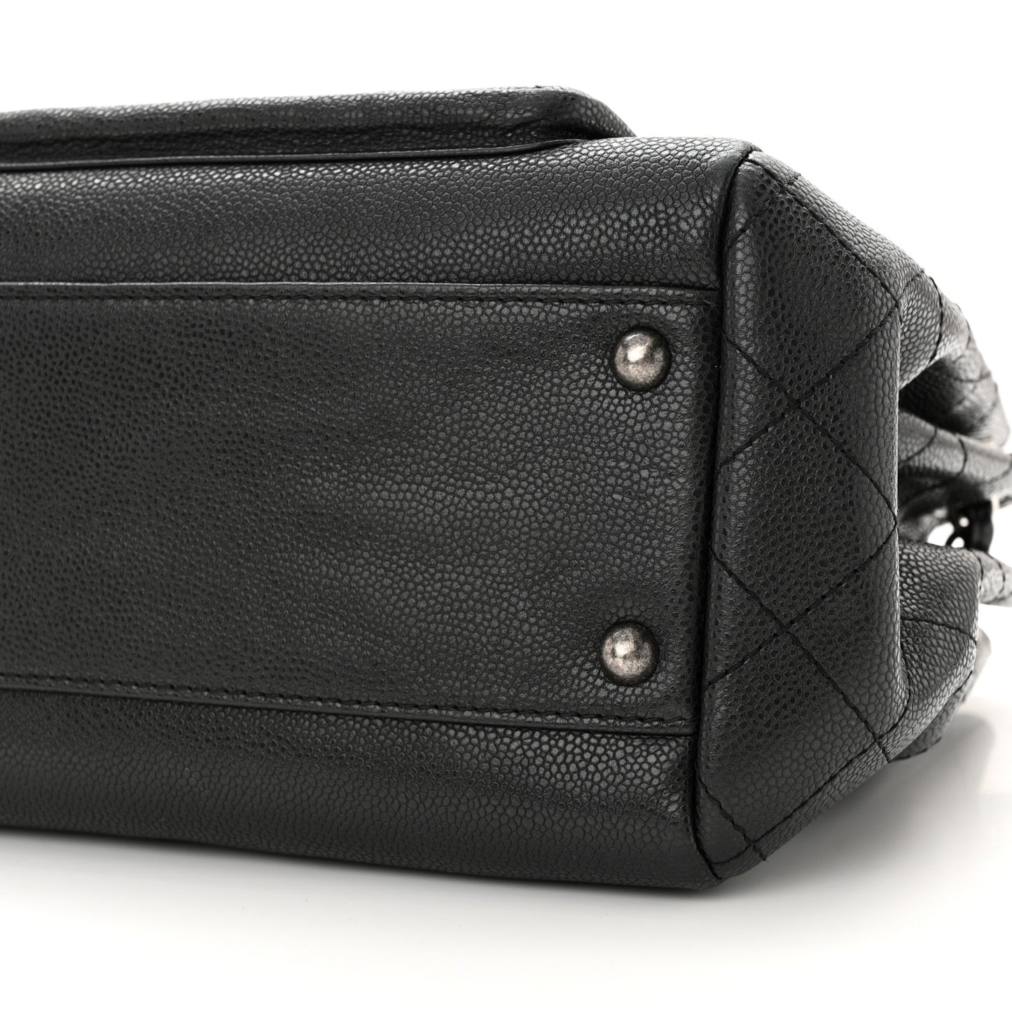 Caviar Quilted CC Accordion Shopping Bag Black