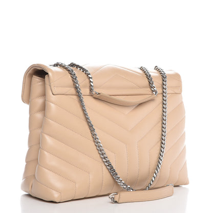 Saint Laurent Calfskin Y Quilted Monogram Medium Loulou Chain Satchel Nude Powder 3 of 8