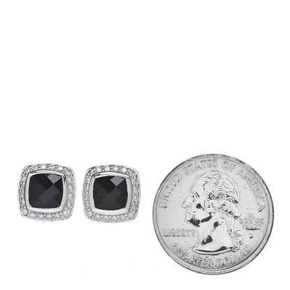 David Yurman Sterling Silver Diamond Black Onyx 7mm Albion Earrings 2 of 5