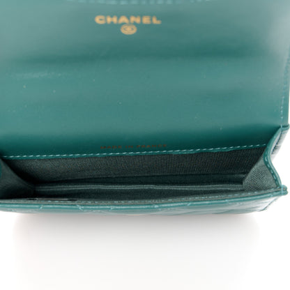 Chanel Lambskin Quilted Top Handle Flap Coin Purse With Chain Green 4 of 10