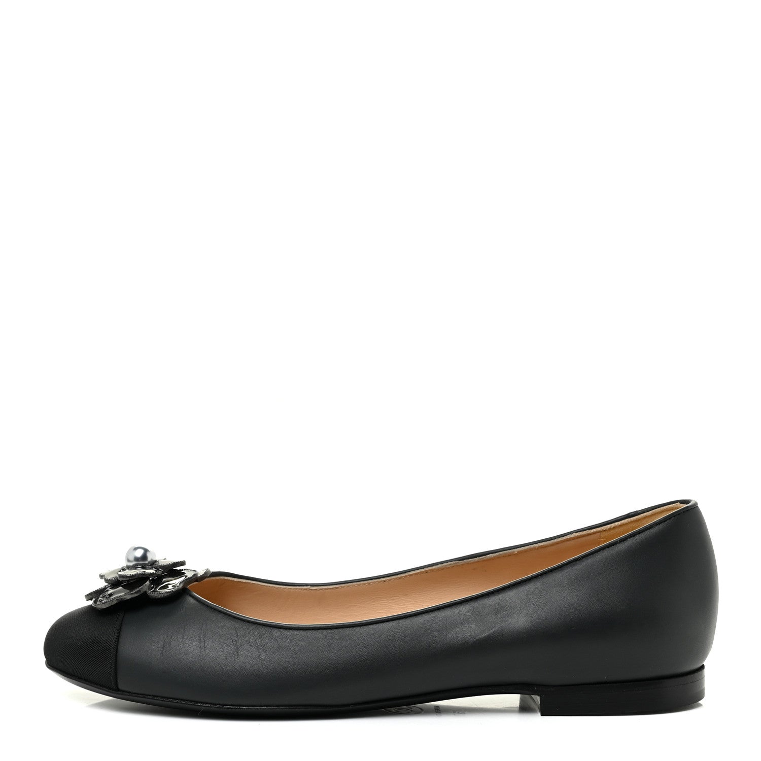 Chanel Lambskin Grosgrain Camellia Ballerina Flats 37 Black 1 of 17