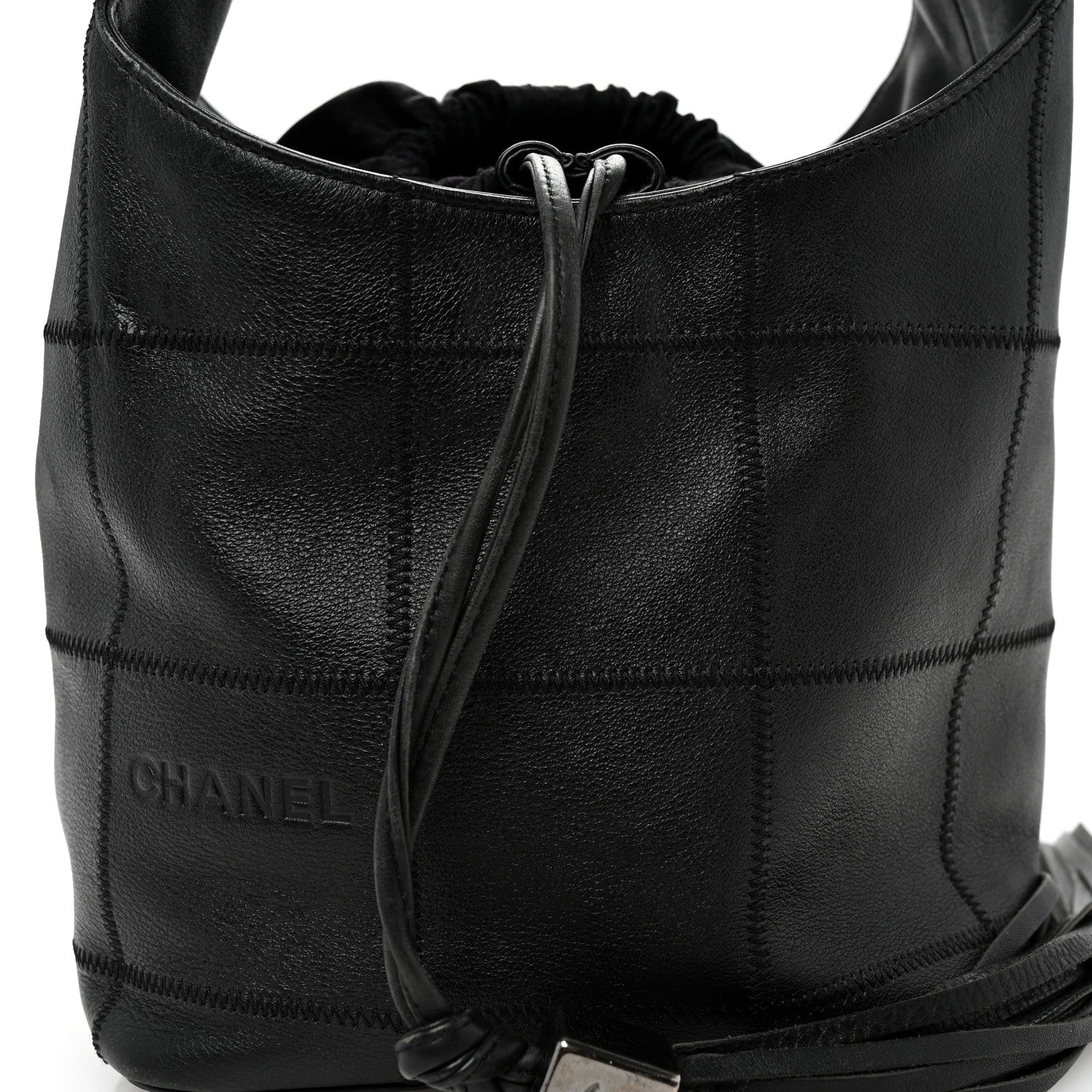 Chanel Calfskin Square Stitched Tassel Hobo Black 8 of 10
