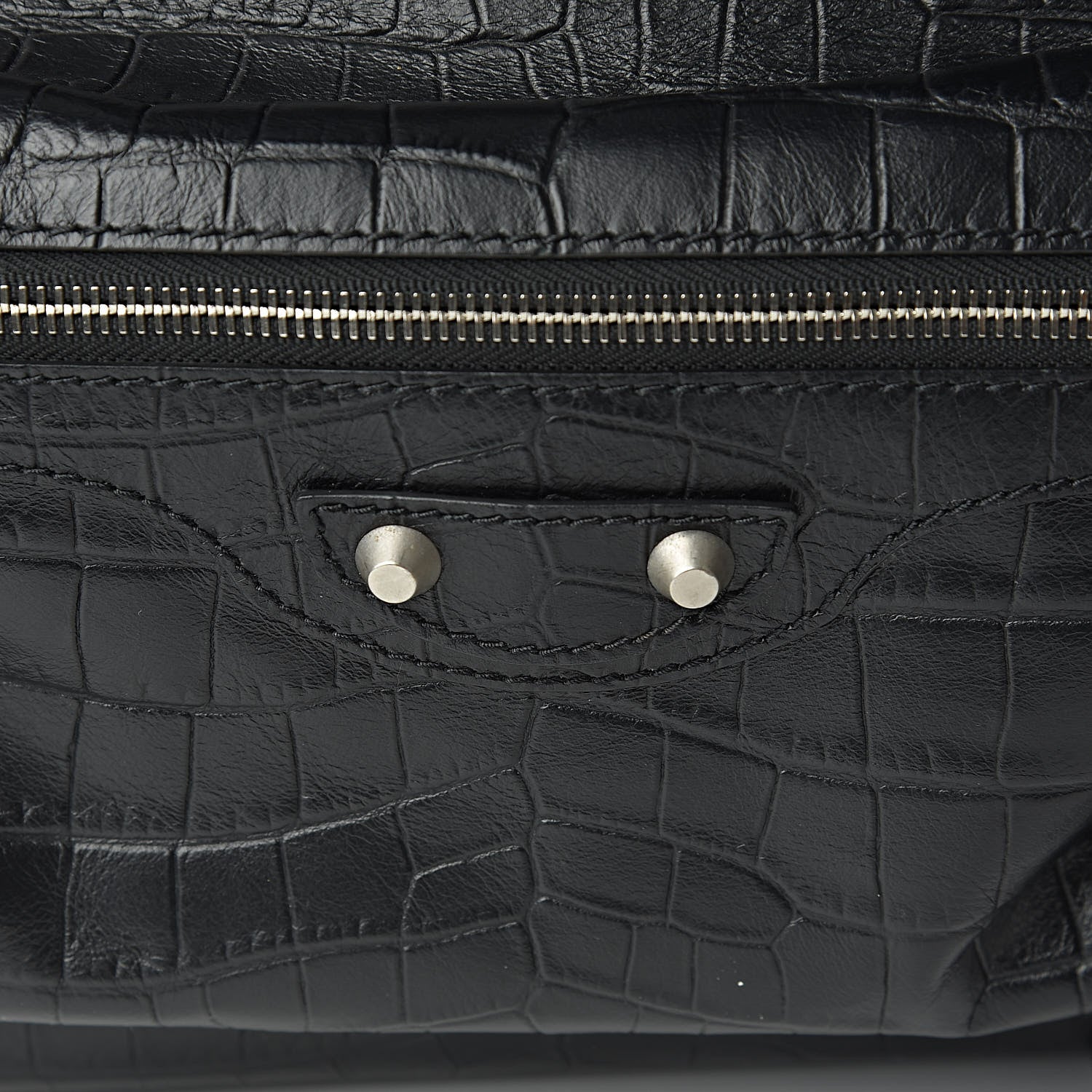 Balenciaga Calfskin Crocodile Classic Hardware Embossed Backpack Black 10 of 10