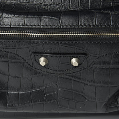 Balenciaga Calfskin Crocodile Classic Hardware Embossed Backpack Black 10 of 10