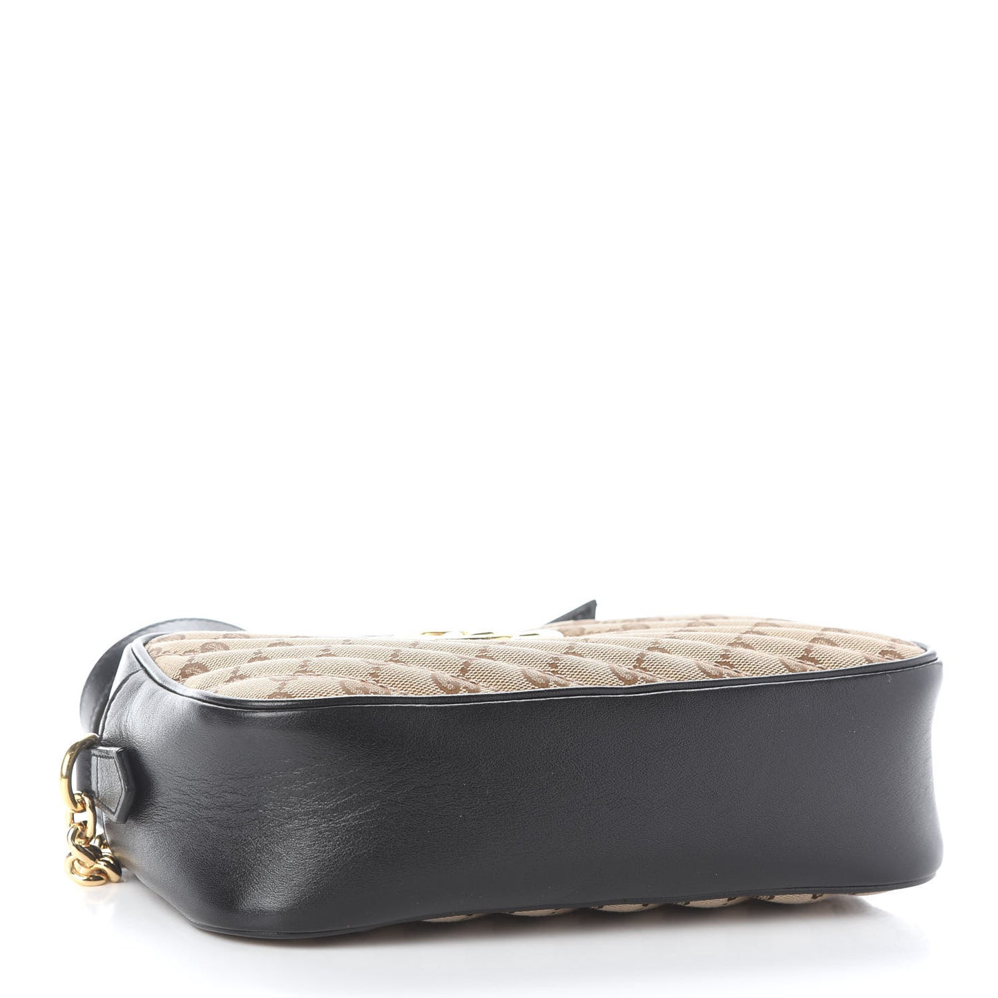 Monogram Matelasse Diagonal Small GG Marmont Chain Shoulder Bag Beige Black