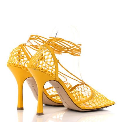 Bottega Veneta Mesh Nappa Stretch Ankle Tie Sandals 41 Egg Yolk 4 of 14
