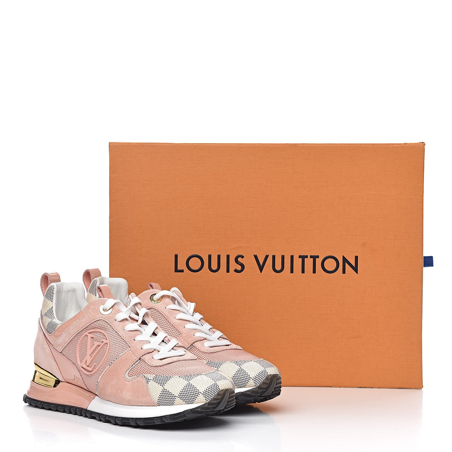 Louis Vuitton Suede Damier Azur Run Away Sneakers 37 Pink 9 of 9