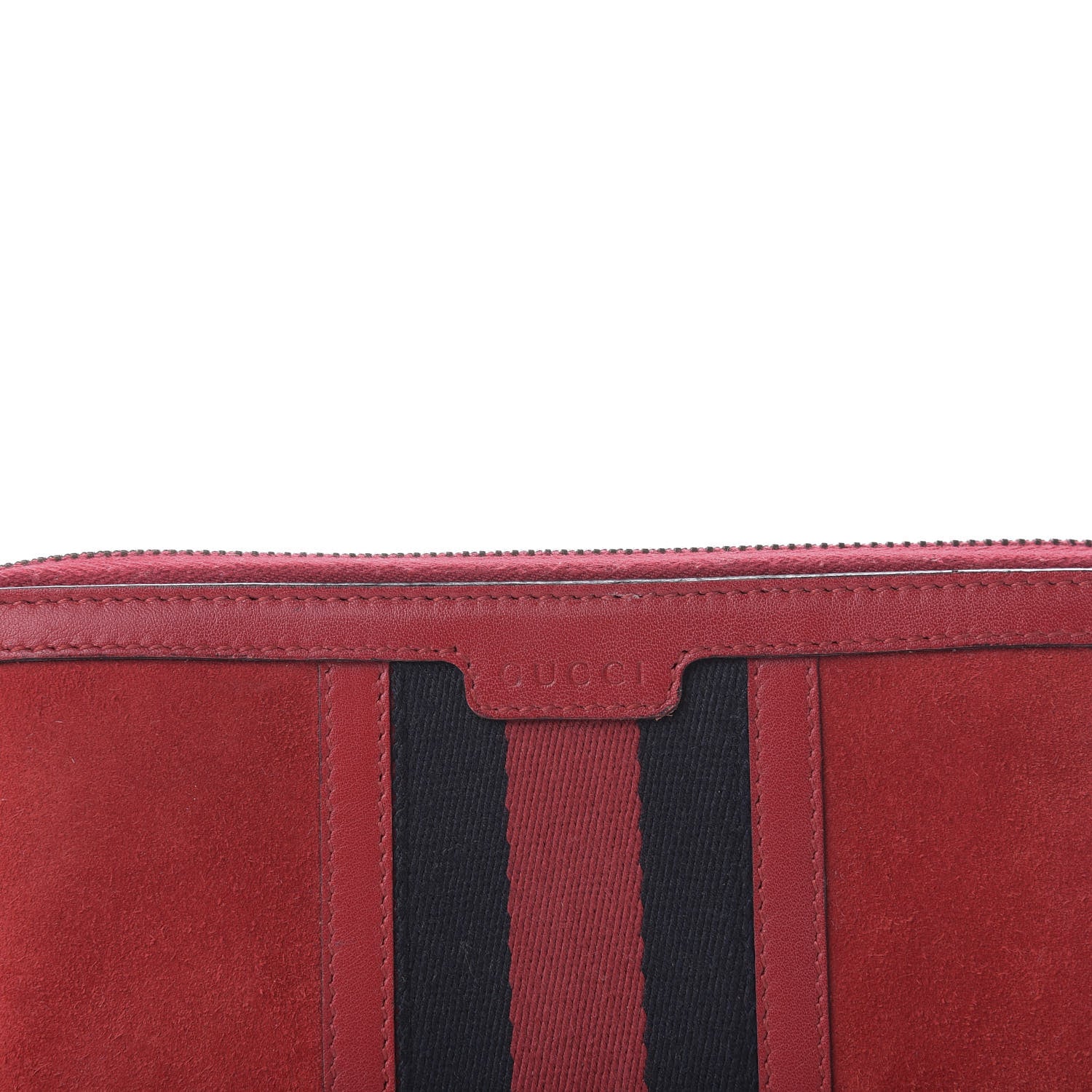 Gucci Suede Web Rania Zip Around Wallet Hibiscus Red 7 of 7