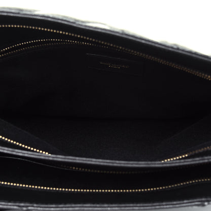 Saint Laurent Grain De Poudre Matelasse Chevron Medium Tribeca Shopping Bag Black 6 of 14