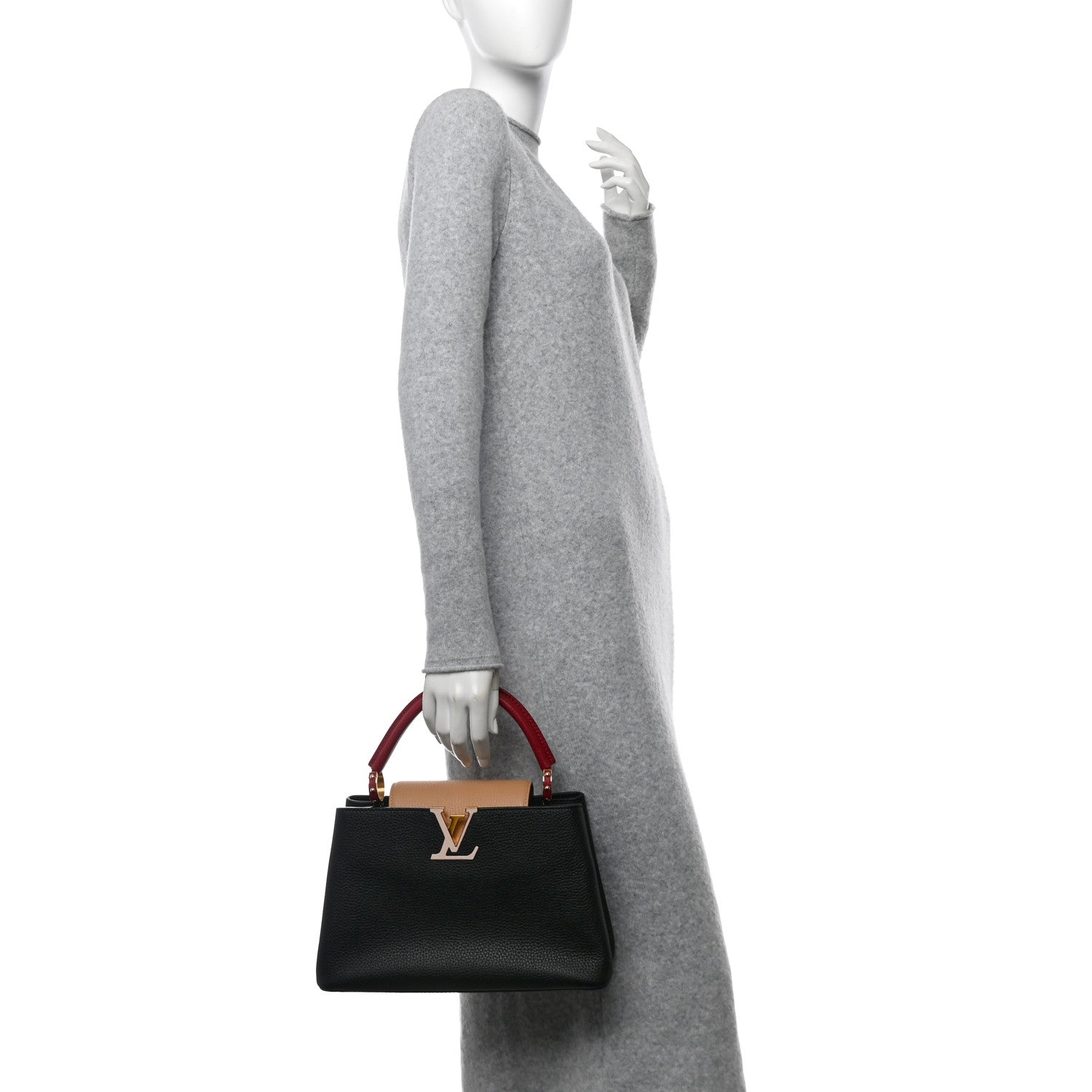 Louis Vuitton Taurillon Capucines MM Black Arizona Beige Ruby Red 2 of 10