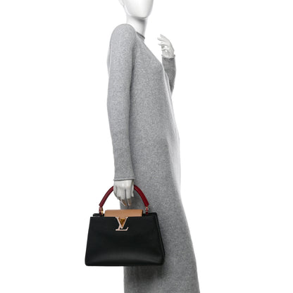 Louis Vuitton Taurillon Capucines MM Black Arizona Beige Ruby Red 2 of 10