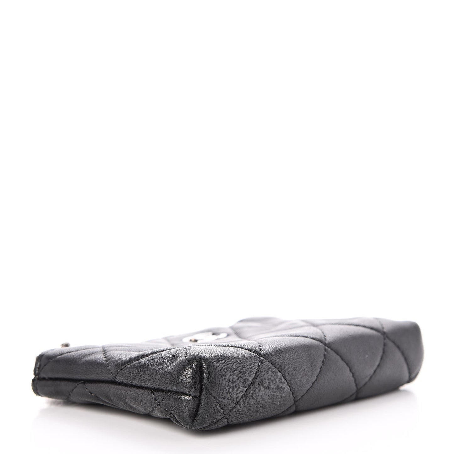 Lambskin Quilted Key Holder Case Black