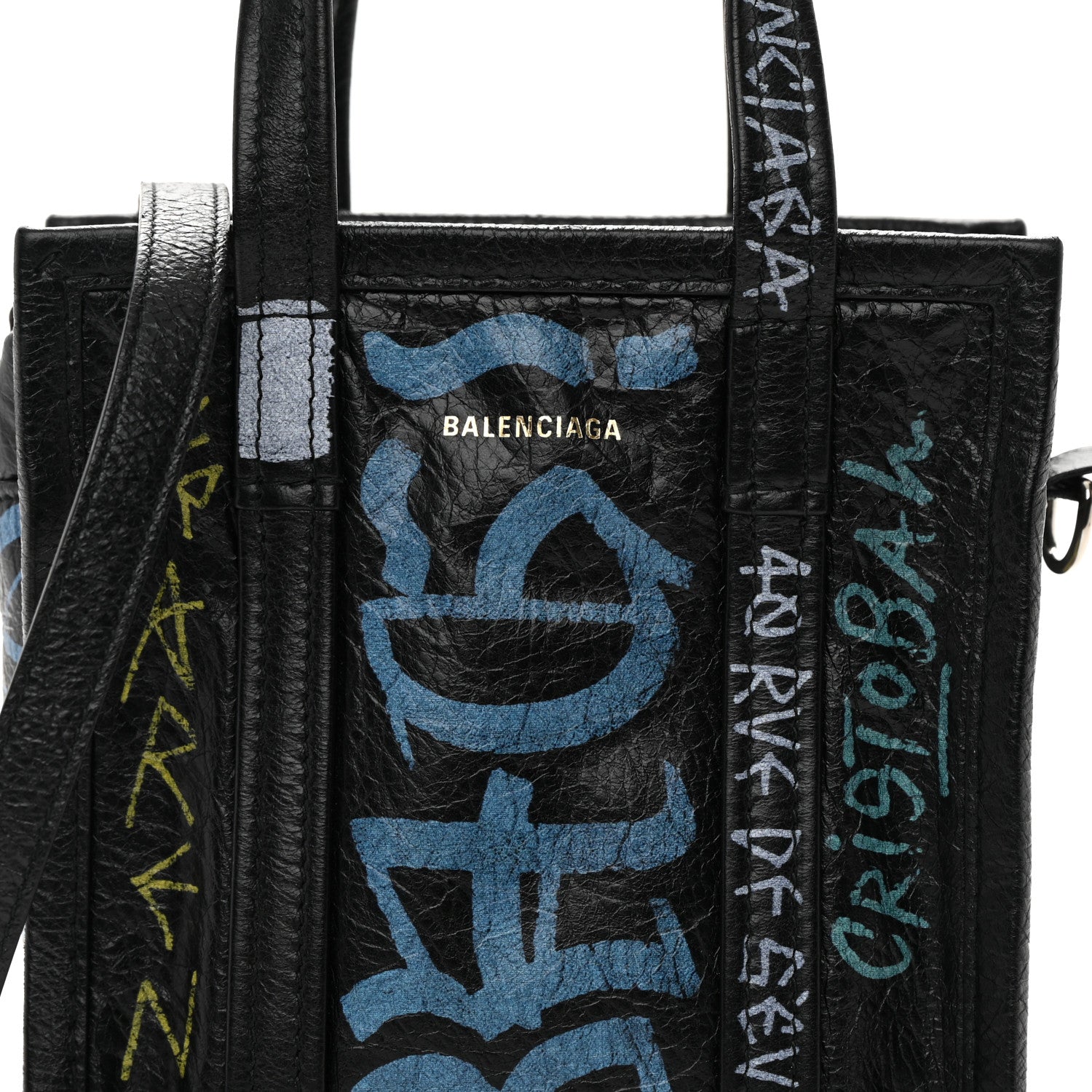 Balenciaga Agneau Arena Graffiti All Over XXS Bazar Shopper Tote Black Multicolor 9 of 12