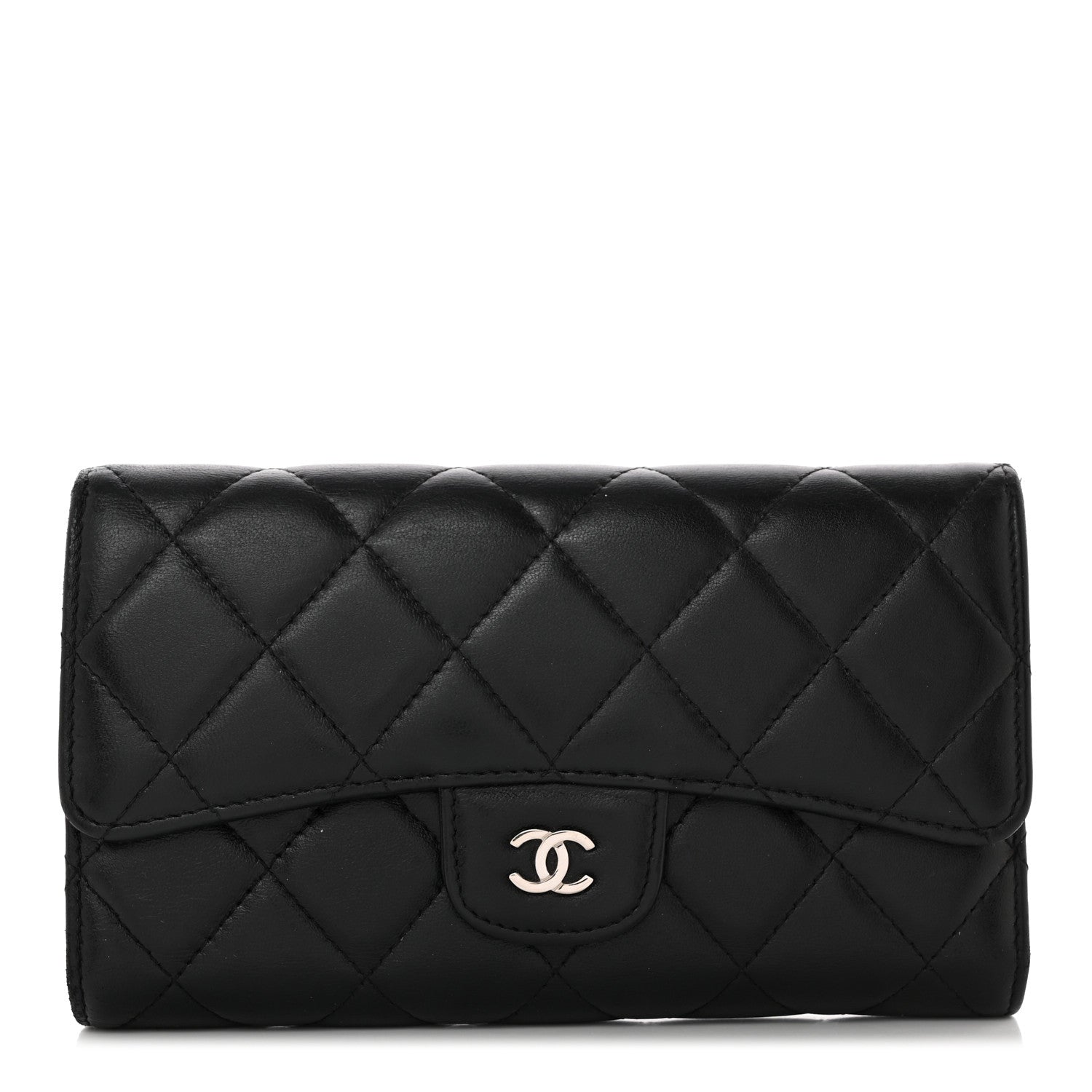 Chanel Lambskin Quilted Large Flap Wallet Black 1 of 12