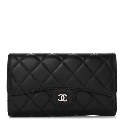 Chanel Lambskin Quilted Large Flap Wallet Black 1 of 12
