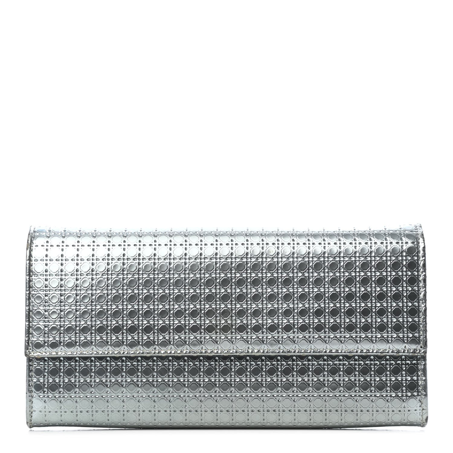 Christian Dior Metallic Patent Micro-Cannage Lady Dior Croisiere Chain Wallet Blue 1 of 8