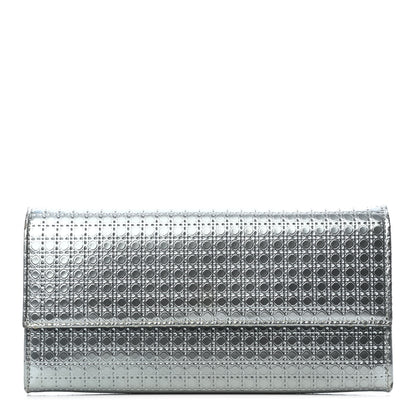 Christian Dior Metallic Patent Micro-Cannage Lady Dior Croisiere Chain Wallet Blue 1 of 8