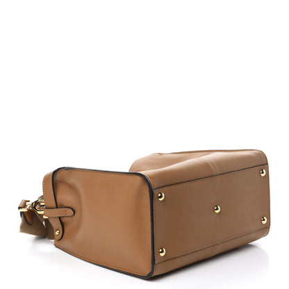 Fendi Vitello Seta Light Century Shearling FF 1974 Medium Peekaboo X-Lite Nocciolo Ebano Tobacco 4 of 10