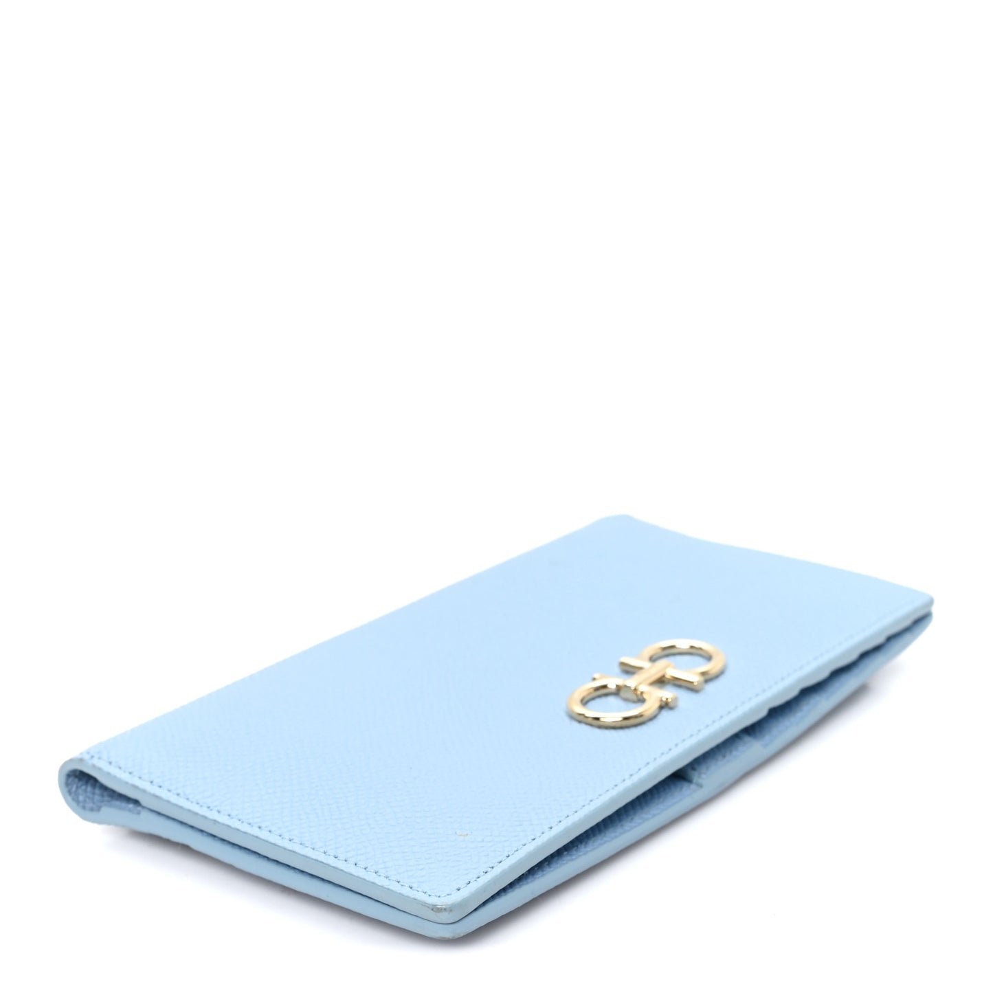 Grained Calfskin Gancini Continental Wallet Light Blue