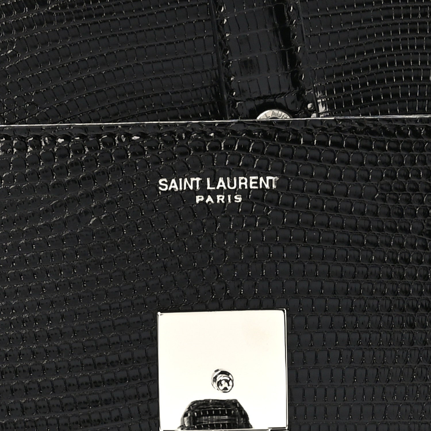 Saint Laurent Lizard Le Fermoir Top Handle Bag Small Black 6 of 9