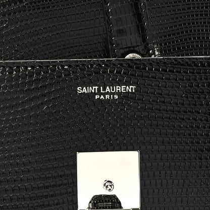 Saint Laurent Lizard Le Fermoir Top Handle Bag Small Black 6 of 9