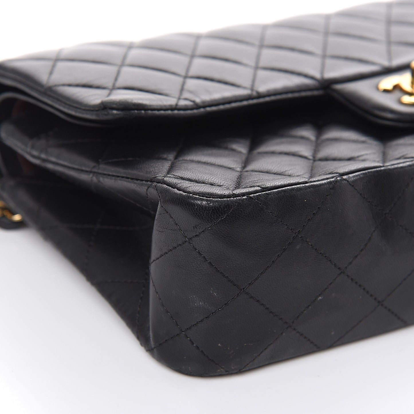 Lambskin Quilted Medium Double Flap Black