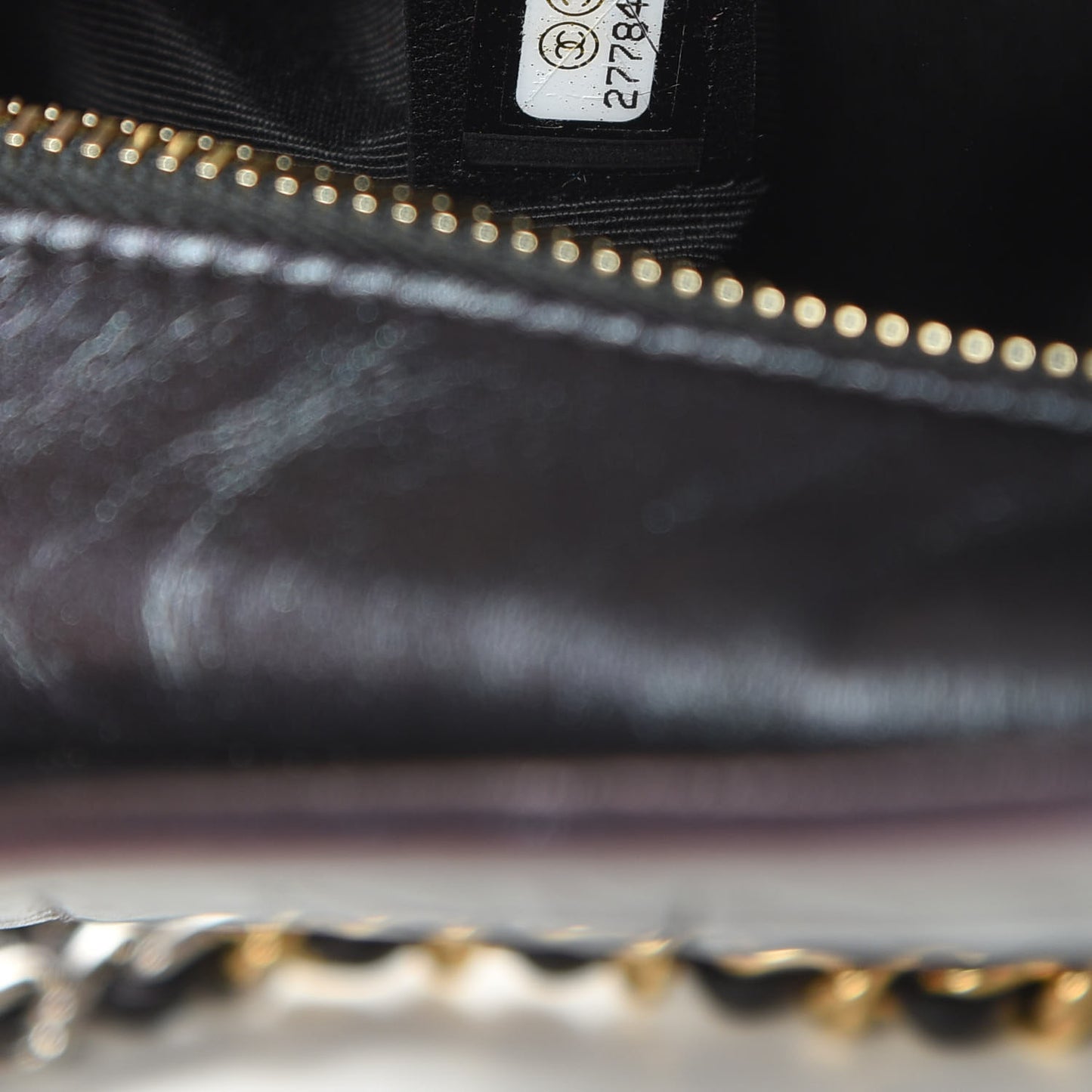 Iridescent Aged Calfskin Quilted Small Gabrielle Hobo Black