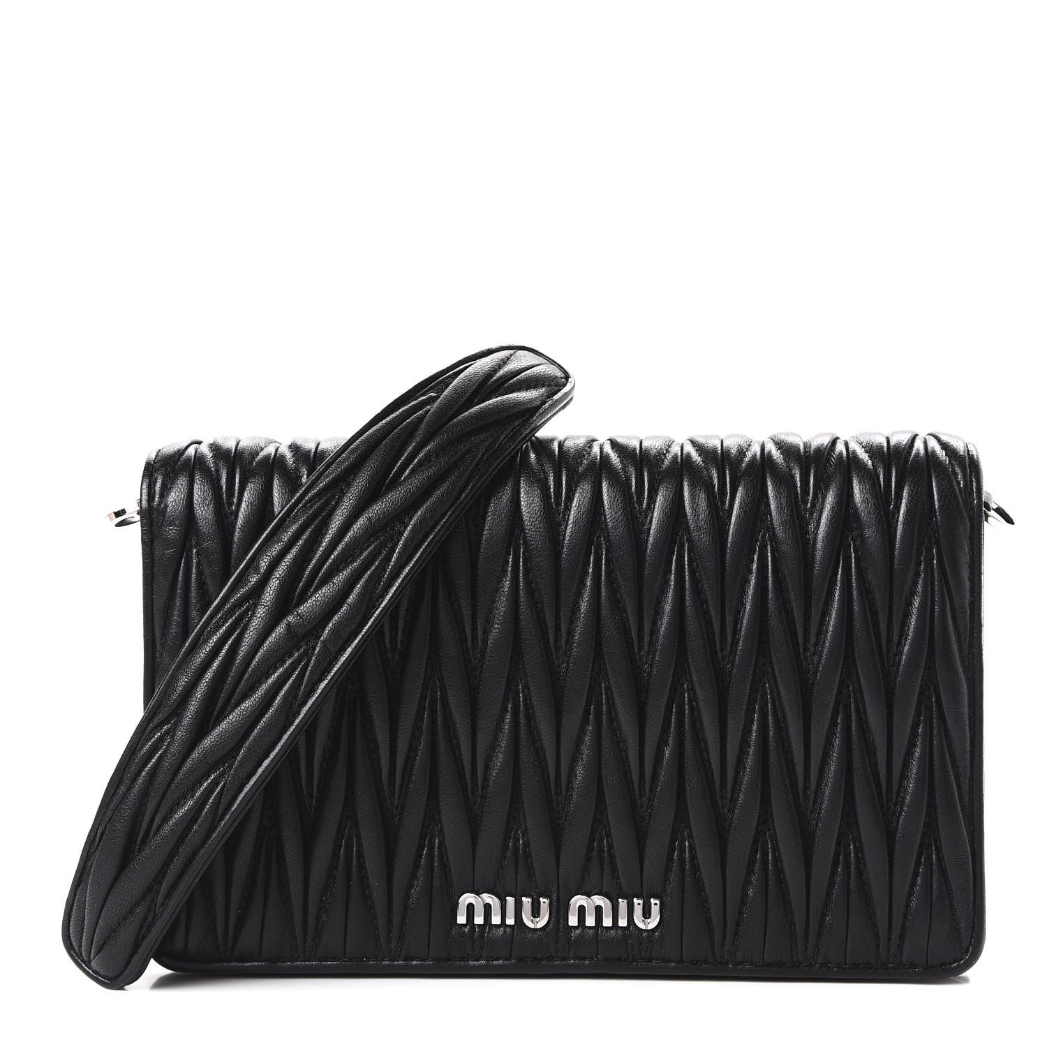 Miu Miu Nappa Matelasse Chain Shoulder Bag Black 1 of 10