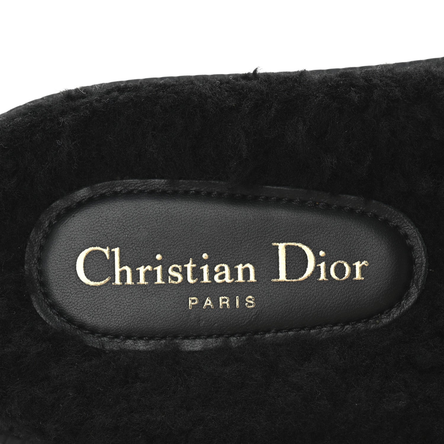 Christian Dior Shearling Canvas Lurex Embroidered Dway 10mm Slide Sandals 40 Black Natural 8 of 9