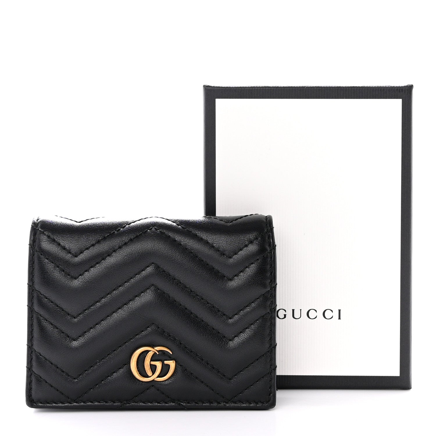 Gucci Calfskin Matelasse GG Marmont Card Case Wallet Black 10 of 10
