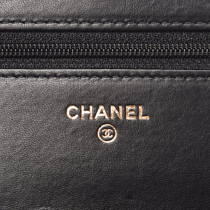Chanel Lambskin Quilted Studded Wallet On Chain WOC Black 7 of 11