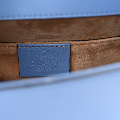 Gucci Calfskin Mini Sylvie Chain Shoulder Bag Clear Sky Blue 6 of 15