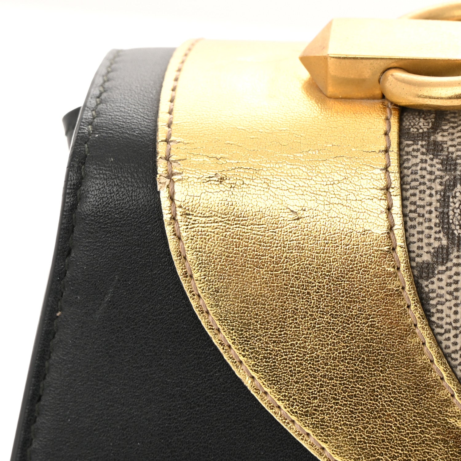 Gucci GG Supreme Monogram Small Osiride Top Handle Bag Black Gold 15 of 16