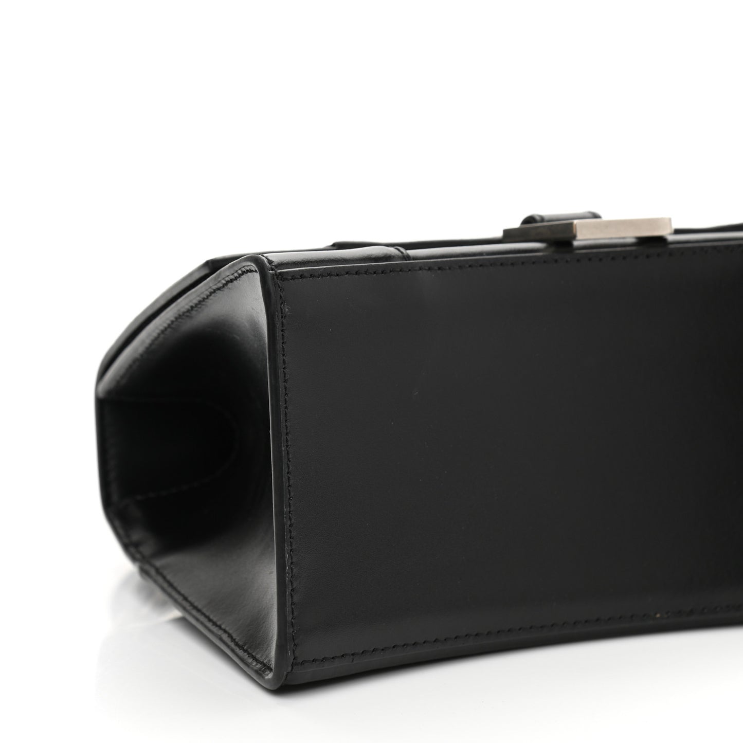 Shiny Box Calfskin Graffiti Logo Small Hourglass Top Handle Bag Black Pink