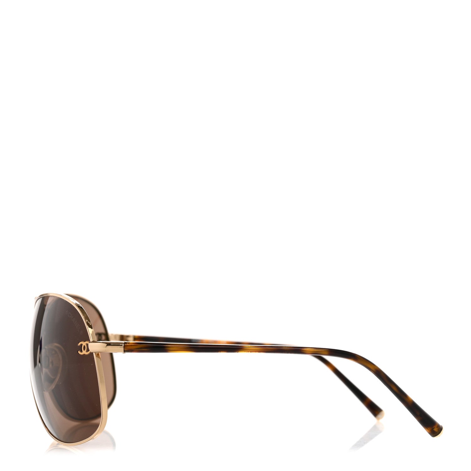 Chanel Metal CC Aviator Sunglasses 4193 Gold Havana 3 of 8