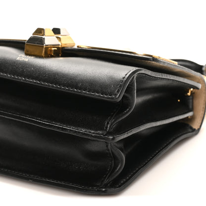 Fendi Vitello Liberty Metal Monster Eyes Small Kan I Shoulder Bag Black Gold 10 of 10