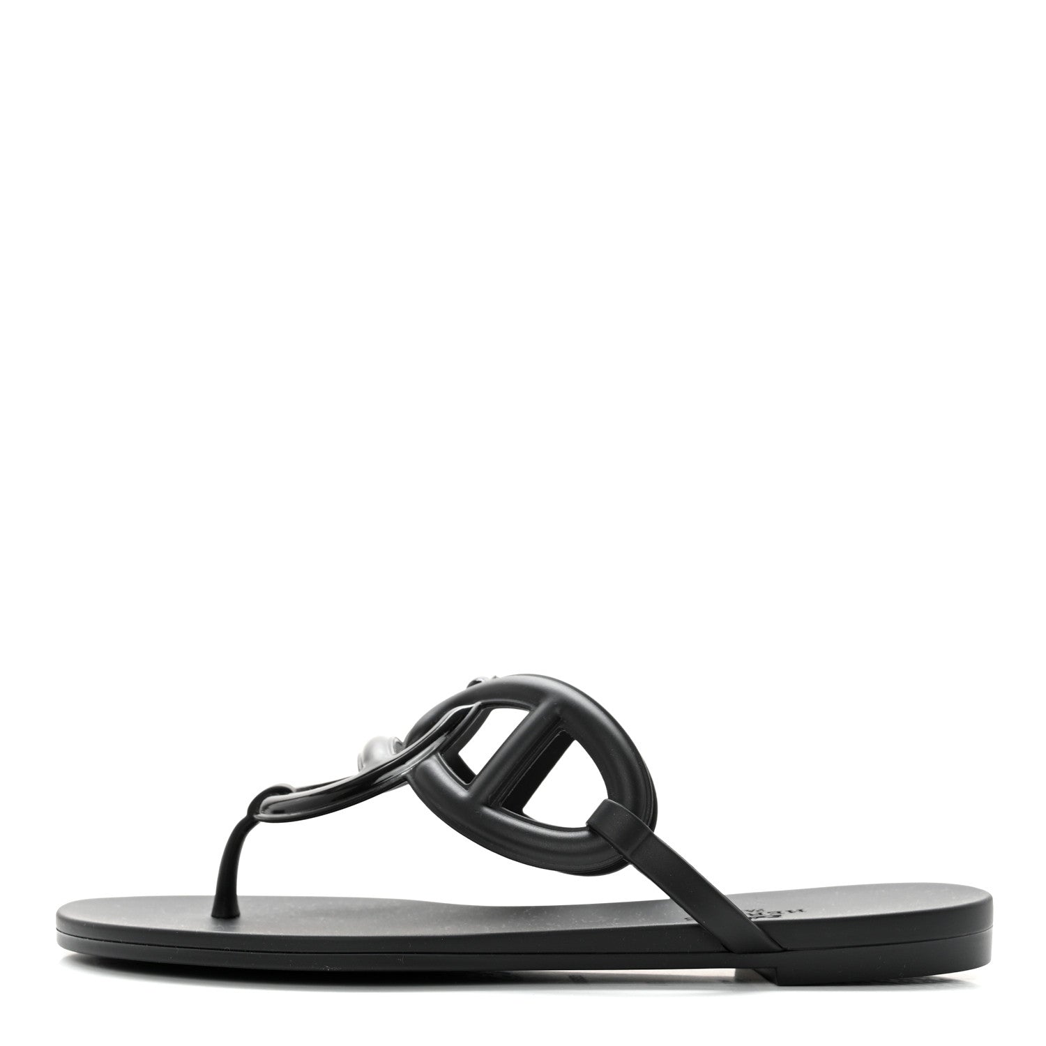 Hermes Rubber Womens Egerie Sandals 36 Black 1 of 8