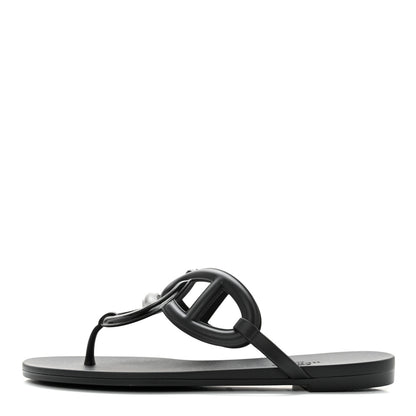 Hermes Rubber Womens Egerie Sandals 36 Black 1 of 8