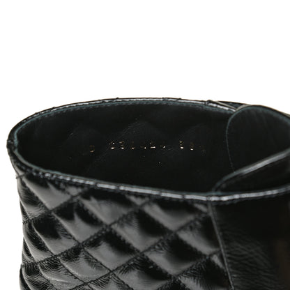 Chanel Shiny Calfskin Quilted Lace Up Combat Boots 38.5 Black 10 of 14