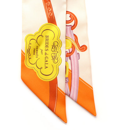 Hermes Silk Brides De Gala Applique Pique Twilly Creme Orange Jaune 4 of 4