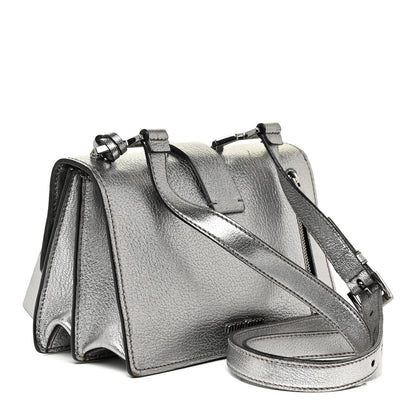 Miu Miu Metallic Goatskin Bandoliera Madras Shoulder Bag Chrome 3 of 19