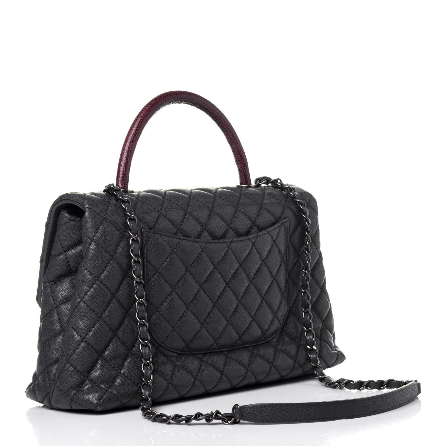 Chanel Caviar Lizard Quilted Medium Coco Handle Flap Grey 2 of 12